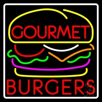 Gourmet Burgers With Border LED Neon Sign