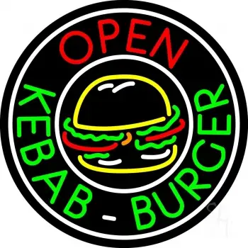 Kebab Burger Open Circle LED Neon Sign