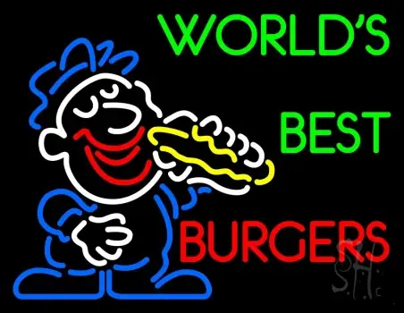 Worlds Best Burgers LED Neon Sign