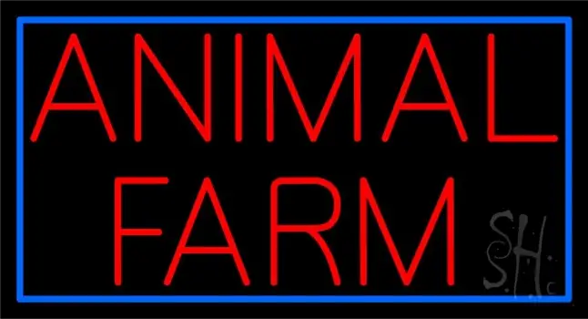 Red Animal Farm Blue Border LED Neon Sign
