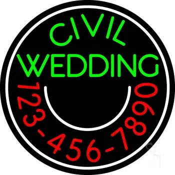 Circle Civil Wedding With Phone Number LED Neon Sign