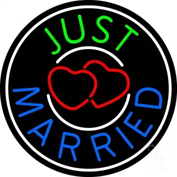 Circle Just Married LED Neon Sign