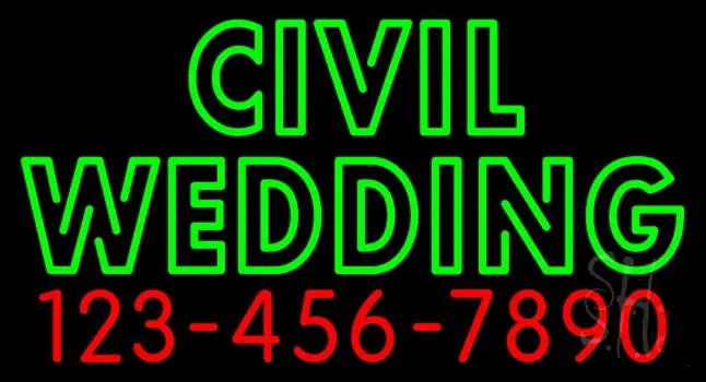 Double Stroke Civil Wedding With Number LED Neon Sign
