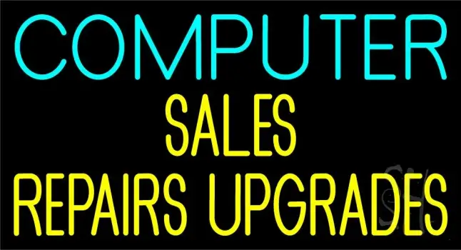 Double Stroke Computer Sales Repair Upgrades 2 LED Neon Sign
