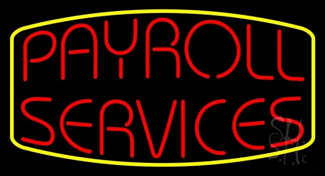 Green Payroll Services Yellow Border 2 LED Neon Sign