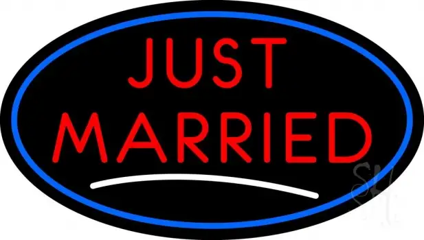 Oval Just Married LED Neon Sign