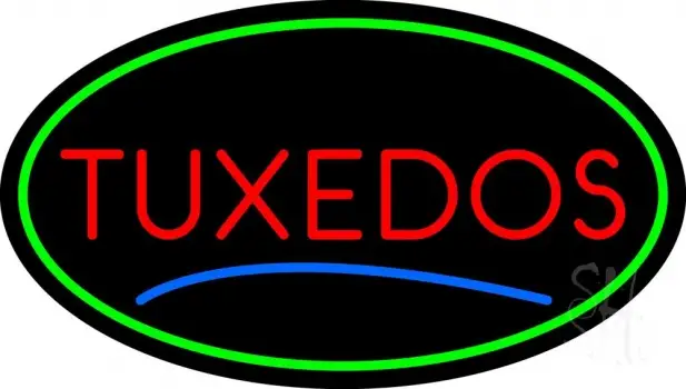 Oval Tuxedos Blue Line LED Neon Sign