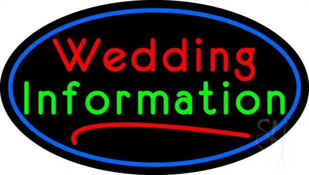 Oval Wedding Information LED Neon Sign