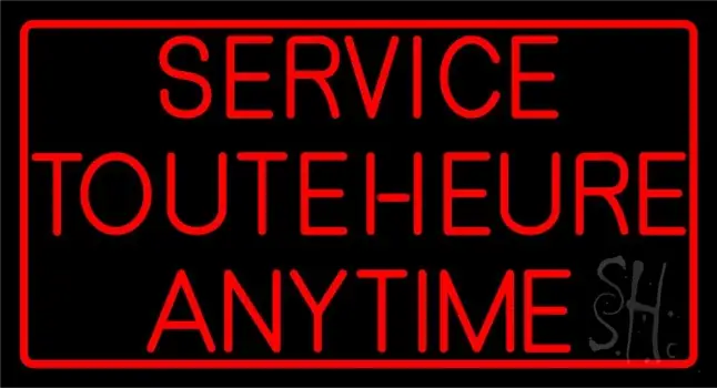 Red Service Here Border LED Neon Sign