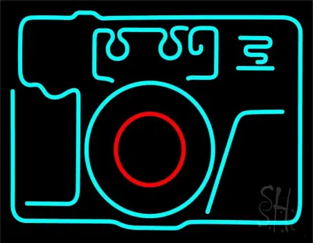 Turquoise Camera LED Neon Sign
