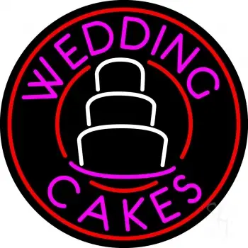 Circle Pink Wedding Cakes LED Neon Sign