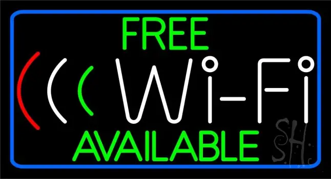 Green Free Wifi Available Block LED Neon Sign
