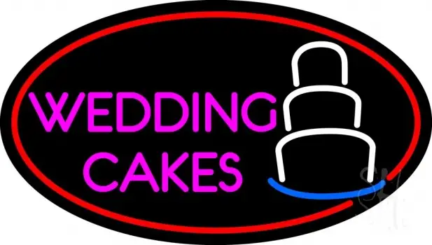Oval Pink Wedding Cakes LED Neon Sign