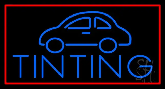 Blue Car Tinting Red Border LED Neon Sign