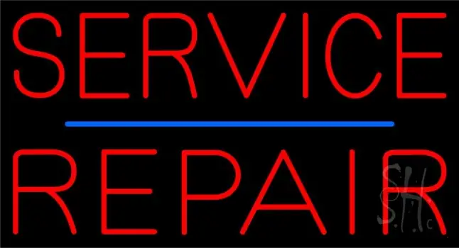Red Service Repair Blue Line LED Neon Sign
