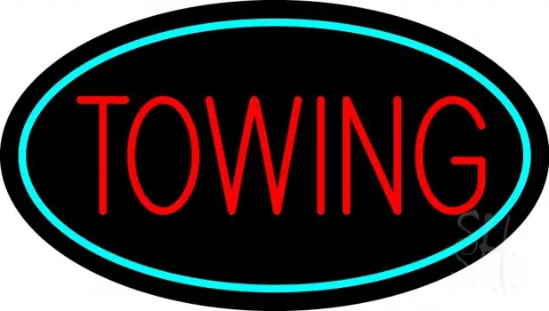 Red Towing Turquoise Border LED Neon Sign
