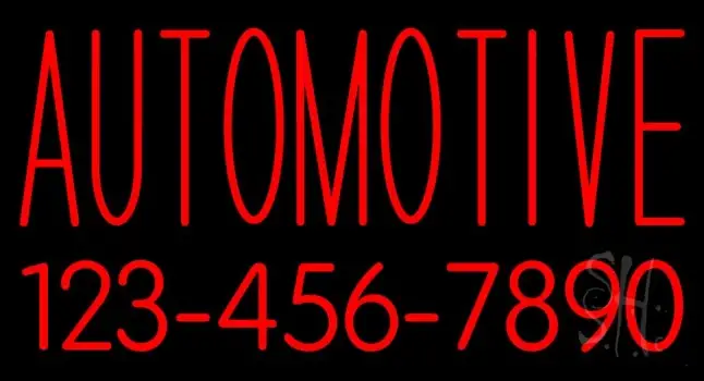 Automotive With Phone Number LED Neon Sign