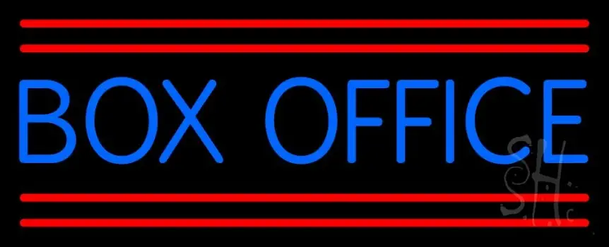 Blue Box Office Red Double Lines LED Neon Sign