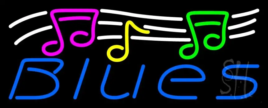 Blues With Musical Note 1 LED Neon Sign
