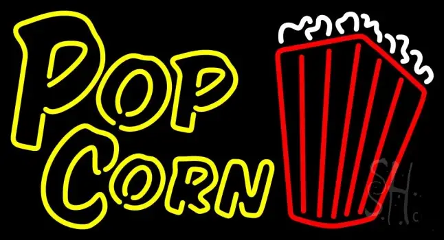 Yellow Popcorn With Logo LED Neon Sign