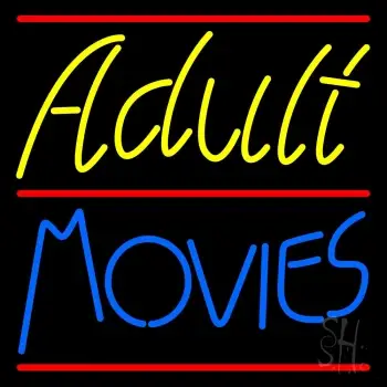 Yellow Adult Blue Movies LED Neon Sign