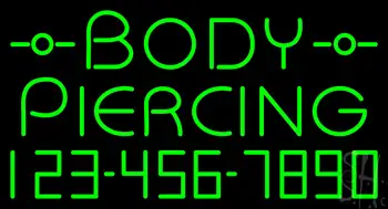 Green Body Piercing with Phone Number LED Neon Sign