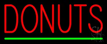 Red Donuts Green Line LED Neon Sign