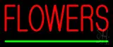 Red Flowers Green Line LED Neon Sign