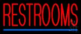 Restrooms LED Neon Sign with Blue Line