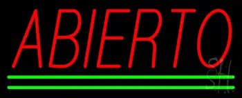 Red Abierto with Green Lines Neon Sign