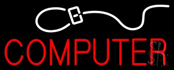 Red Computer with Logo Neon Sign