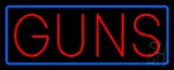 Red Guns Blue Rectangle Neon Sign