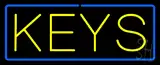 Yellow Keys Blue Border Neon Sign