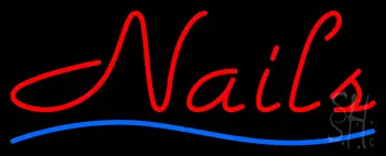 Red Nails Blue Waves Neon Sign
