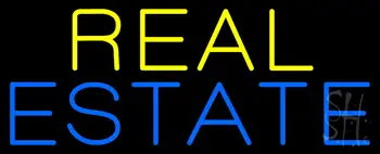Yellow Blue Real Estate Neon Sign