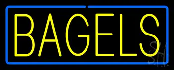 Yellow Bagels with Blue Border Neon Sign