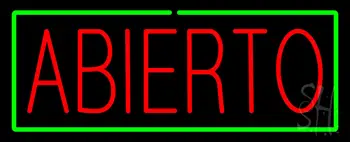 Red Abierto Green Border Neon Sign