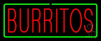 Red Burritos with Green Border Neon Sign