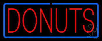 Red Donuts with Blue Border Neon Sign