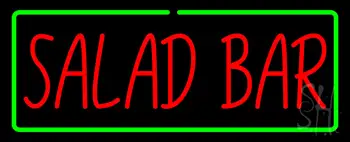 Red Salad Bar with Green Border Neon Sign