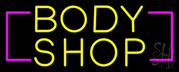 Yellow Body Shop Neon Sign