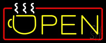 Open with Cup logo Neon Sign