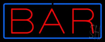 Simple Bar Neon Sign With Blue Border