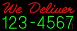 Red We Deliver Green Phone Number Neon Sign