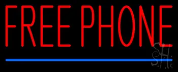 Red Free Phone Blue Line LED Neon Sign