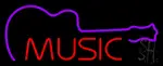 Music with Guitar Neon Sign