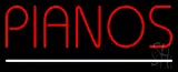Red Pianos White Border Neon Sign