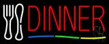 Red Dinner Multicolored Line with Spoon & Fork Neon Sign