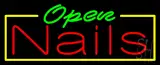 Green Open Nails Neon Sign