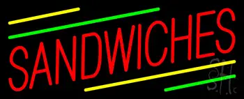 Red Sandwiches Yellow & Green Line Neon Sign